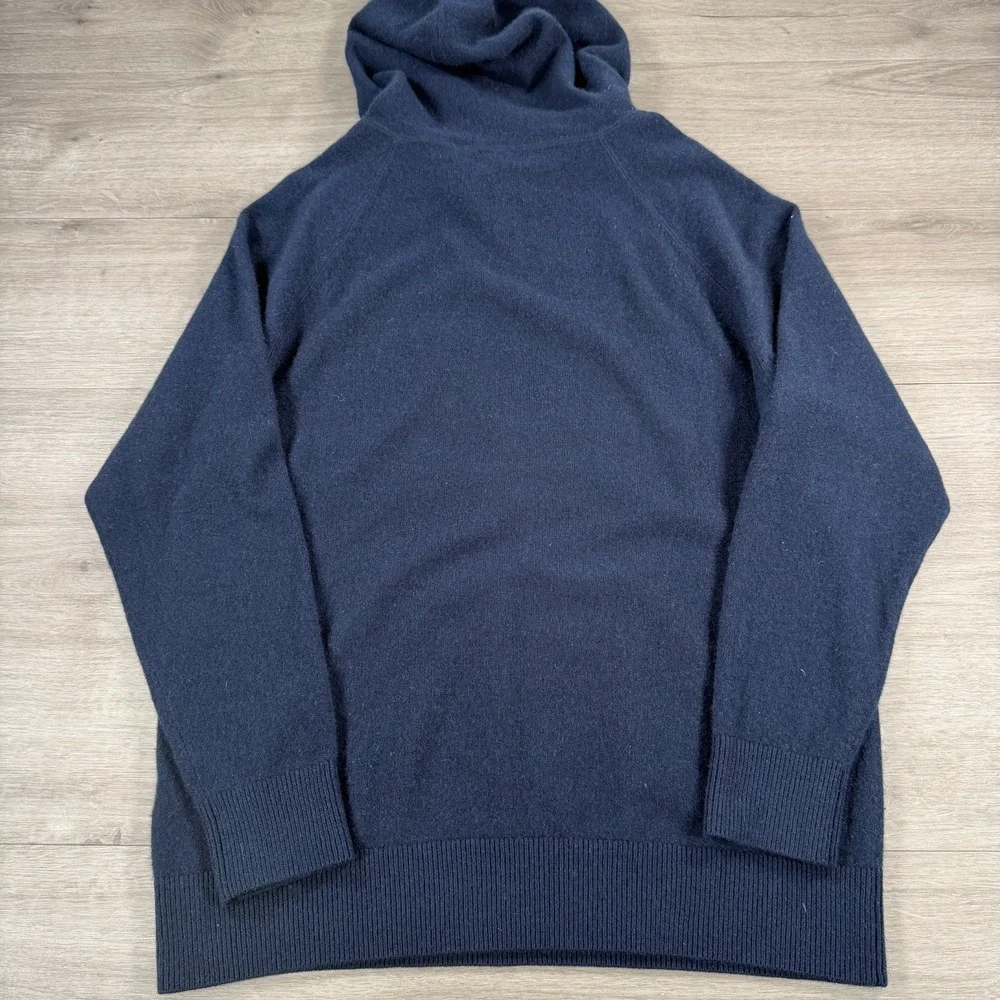 Ron Dorff Cashmere Sweater Hoodie XL Navy Blue Long Sleeve Hood
